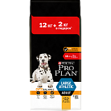 Акция Purina Pro Plan для взрослых собак крупных пород с атлетическим телослож. с курицей 12кг+2кг